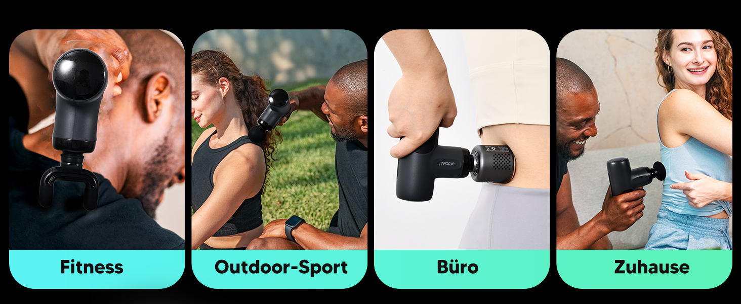 Масажер для тіла Arboleaf Mini Massage Gun: 5 швидкостей, 4 насадки, 3200 U/Min, для дому, фітнесу та подорожей (Чорний з підігрівом)