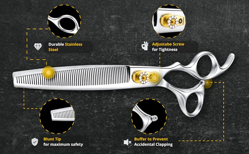 Професійна собача шерсть ножиці Dream Reach 8 дюймів - 440C нержавіюча сталь, ергономічна ручка, для собак та котів