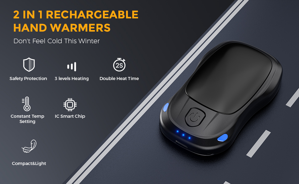 Електричні грілки для рук 2 шт. з AI-чіпами, багаторазові, з магнітним USB-підключенням, 3 режими нагріву, до 24 годин роботи, чорні - подарунок для жінок та чоловіків