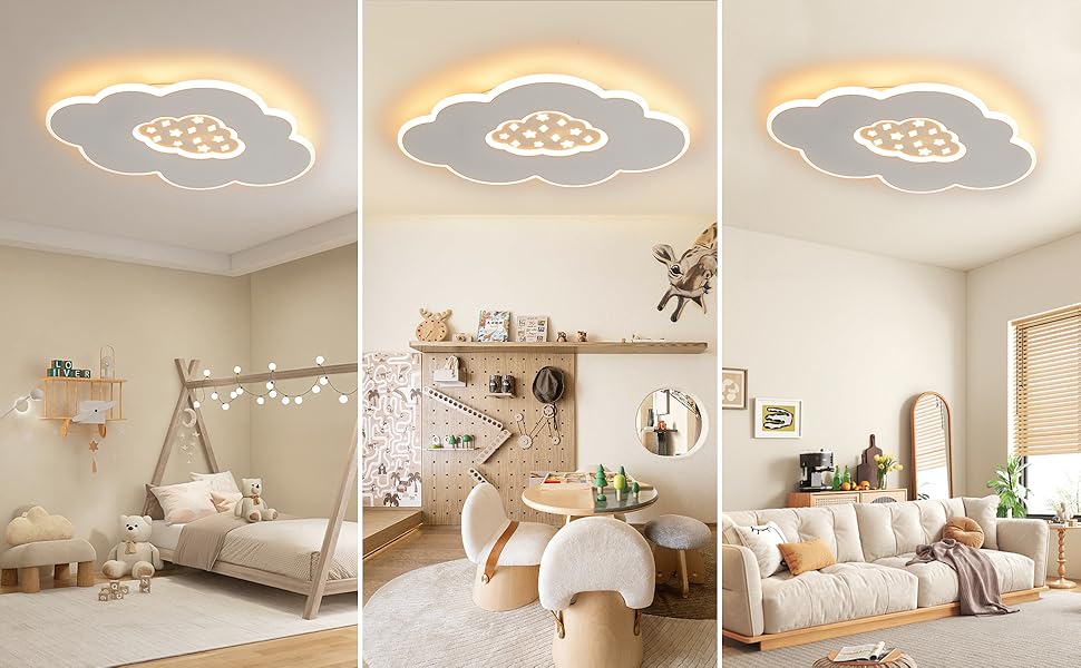LED Ceiling Light for Kids' Room, 40CM Cloud Lamp LED Ceiling Light Dimmable with Remote Control 3000K-6000K 24W Kids' Lamp Ceiling Light for Kids' Room | Nursery | Bedroom | Living Room