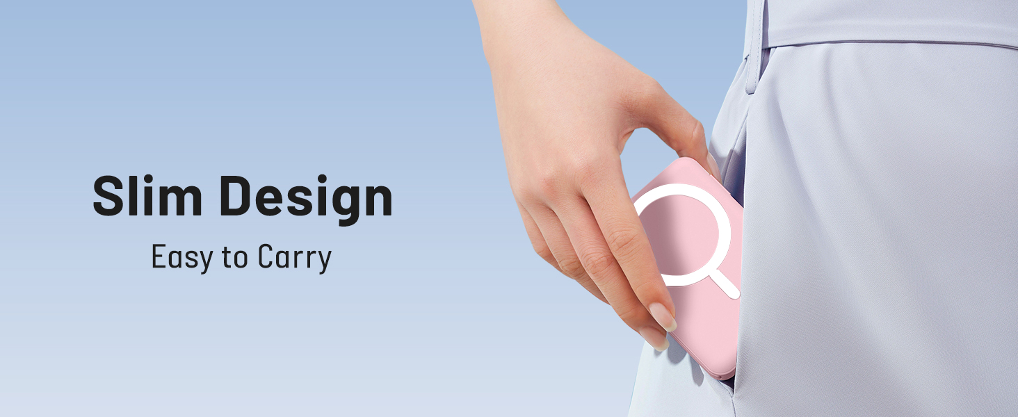 Power Bank Azmuth для iPhone з MagSafe, 10000mAh, бездротова зарядка, LED дисплей, білий (рожевий)