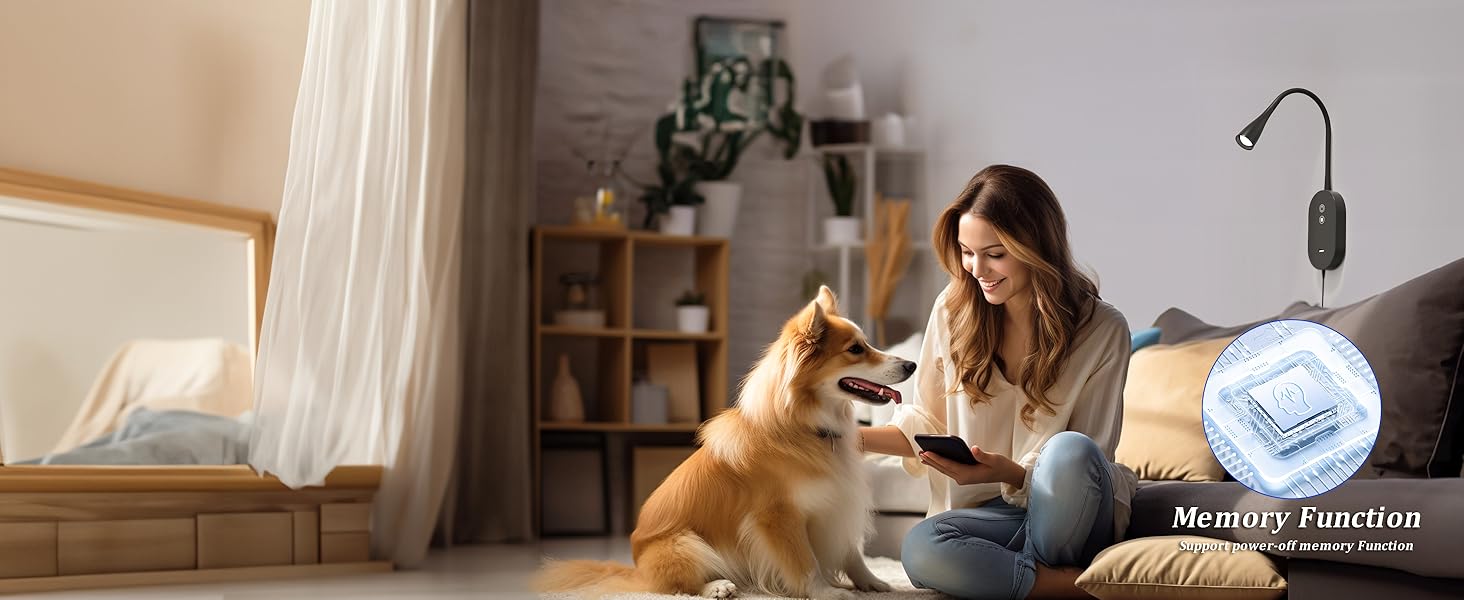 Нічна LED лампа для читання Wandleuchte з USB, 5 рівнів яскравості, сенсорне управління, гнучкий кронштейн, автовимкнення (Чорна)