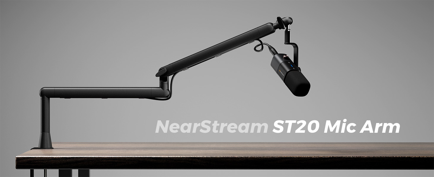 Підставка для мікрофона NearStream ST20 з поворотним кріпленням 360°, регульована висота та адаптер 3/8-5/8 - для подкастів, стрімінгу, геймінгу, офісу