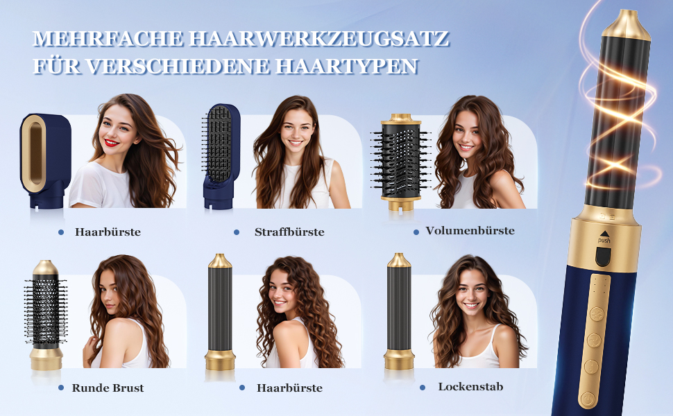 Набір для укладки волосся 6-в-1: фен, стайлер, щітка для волосся, 1350W, 3 температурні режими, для всіх типів волосся