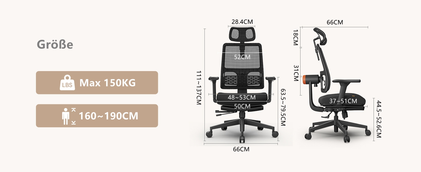Офісне крісло Newtral MAGICH-BP з підніжкою: ергономічне, з підголівником та підлокітниками