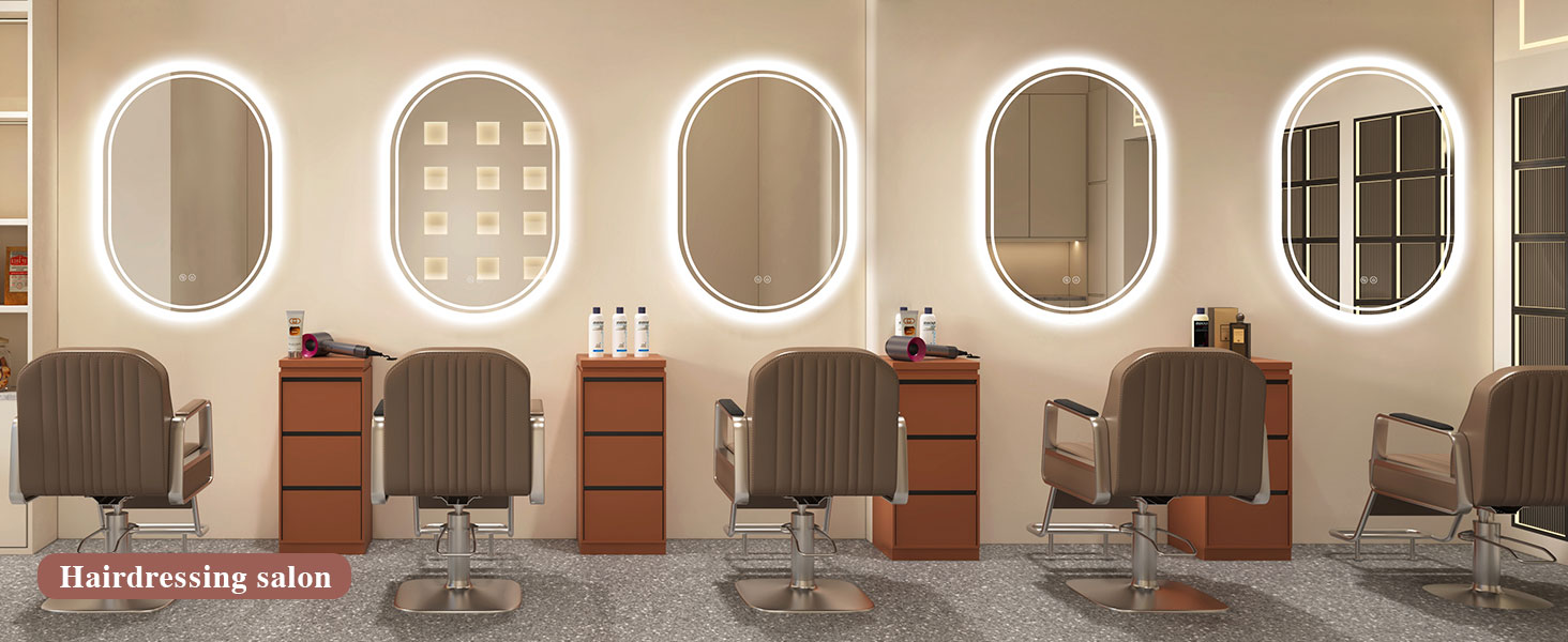 LED дзеркало для ванної кімнати Badspiegel з підсвічуванням, антизапар, сенсорне управління, регулювання яскравості, 3 кольори світла, овальне, 50x70 см