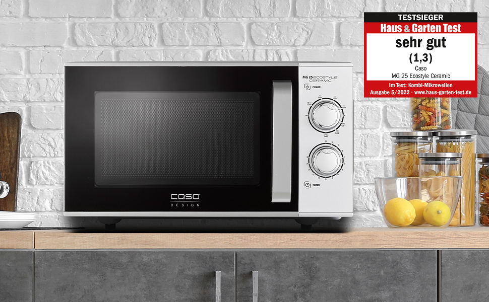 Мікрохвильова піч CASO MG 20 Ecostyle Ceramic з грилем, 25 літрів, дизайн, Testsieger Haus & Garten Test, CASOTEK дно
