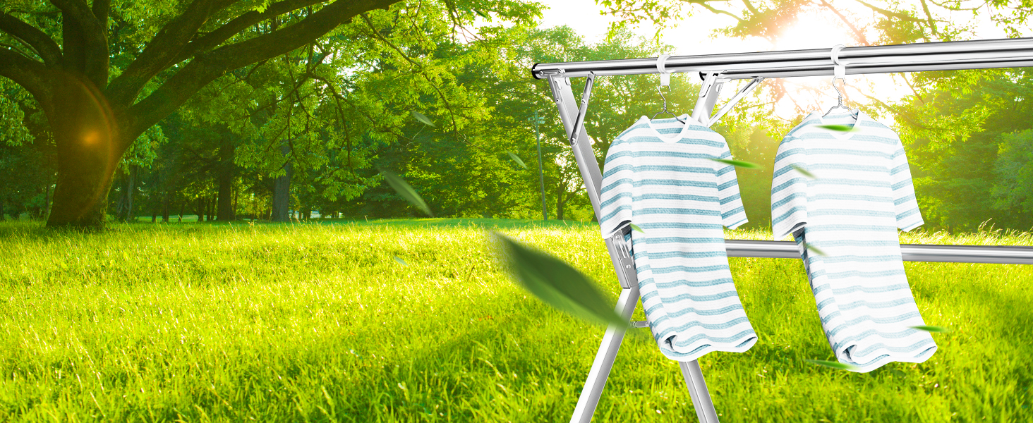 Стійка для сушіння білизни JAUREE 160 см, розкладна, з нержавіючої сталі, для дому та вулиці, велика, зі 20 гачками
