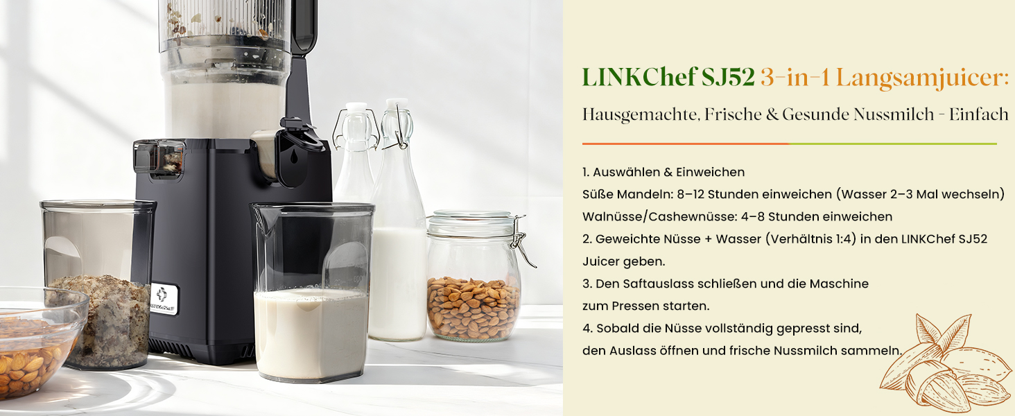 Шнекова соковижималка LINKChef Slow Juicer, 250Вт, для цілих овочів та фруктів, широкий отвір 130мм, чаша 1.8л, з функцією реверсу, без BPA