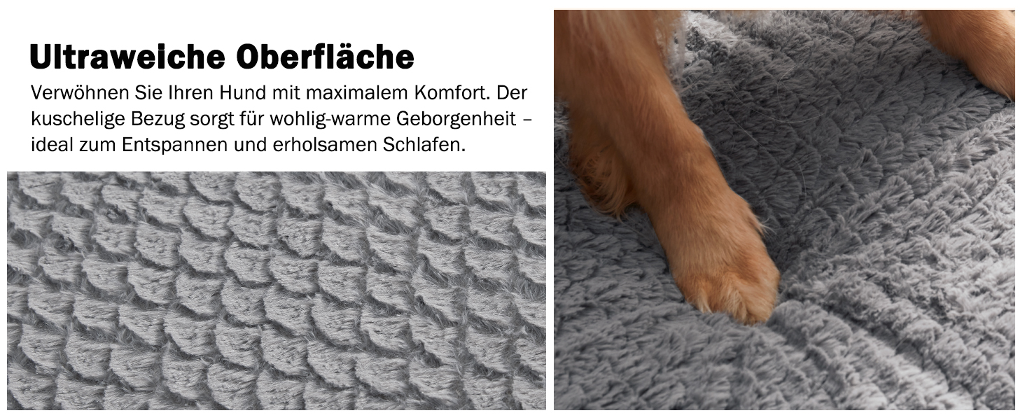 Ортопедичне ліжко для собак середніх та великих порід FURTIME, з memory foam, сіре, 89x64x18 см