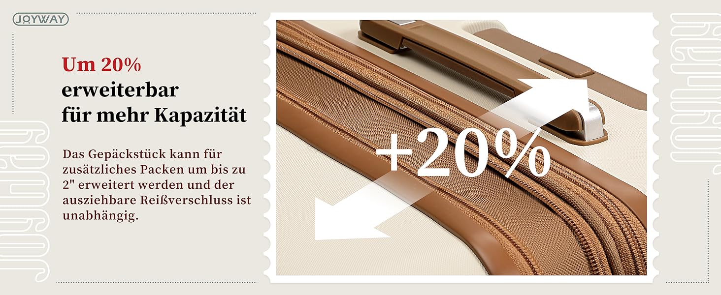 Набір валіз Joyway з ABS-пластику, розширюваний, на 4 колесах, з TSA-замком. Включає: 1 велика сумка, 1 косметичка (білий, M)