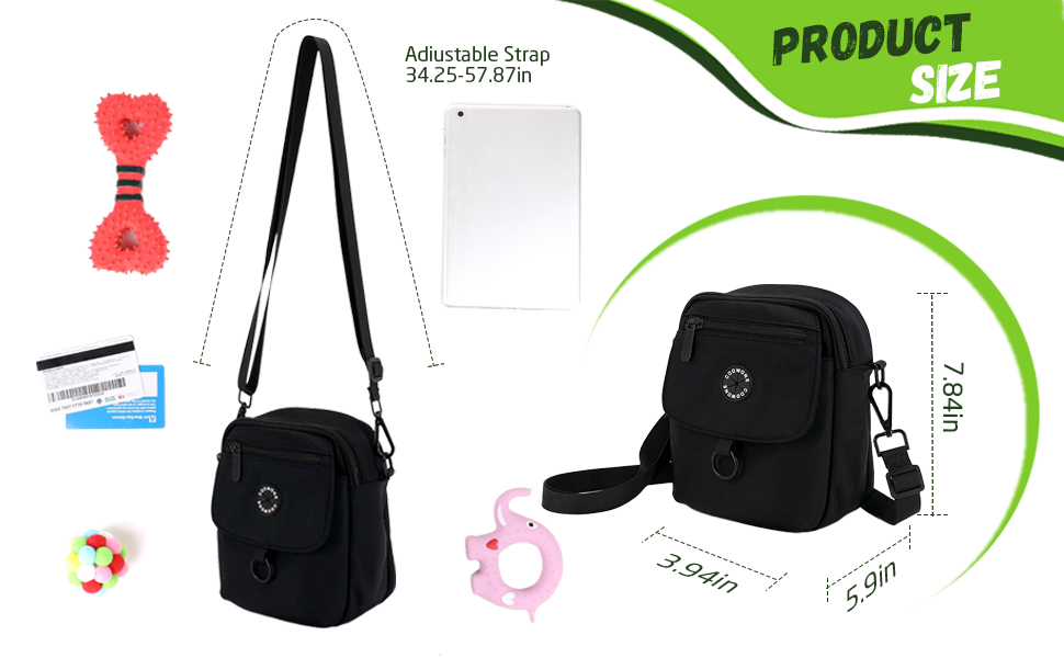 Водонепроникна сумка для ласощів для собак COOWONE, велика місткість, для прогулянок, компактна та легка, з дозатором пакетів для екскрементів, сумка через плече для дресирування собак, чорна