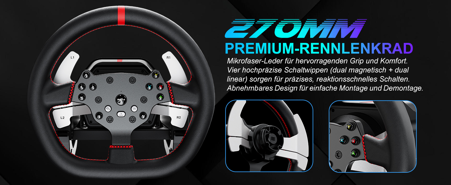 PXN V10 Ultra Gaming Руль для ПК, PS4, Xbox з Direct-Drive та педалями, 270°