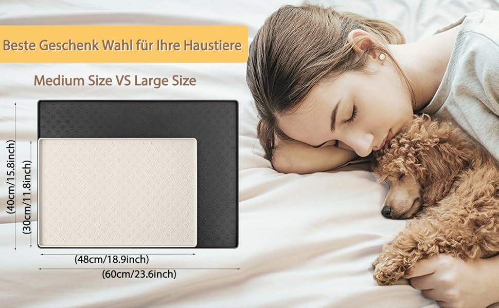 Підставка для миски для собак та котів Umtiti 60x40 см, кремового кольору, водонепроникна, з силікону, не слизька, для годування, L-1 шт.