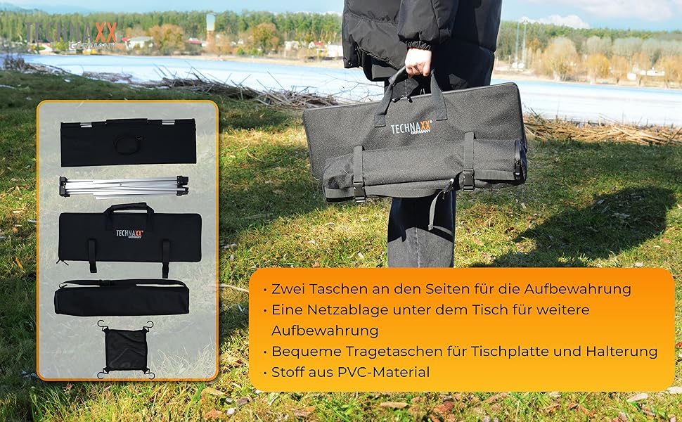 Сонячний кемпінговий стіл Technaxx 60W зі складаною панеллю та USB-зарядкою (TX-251)