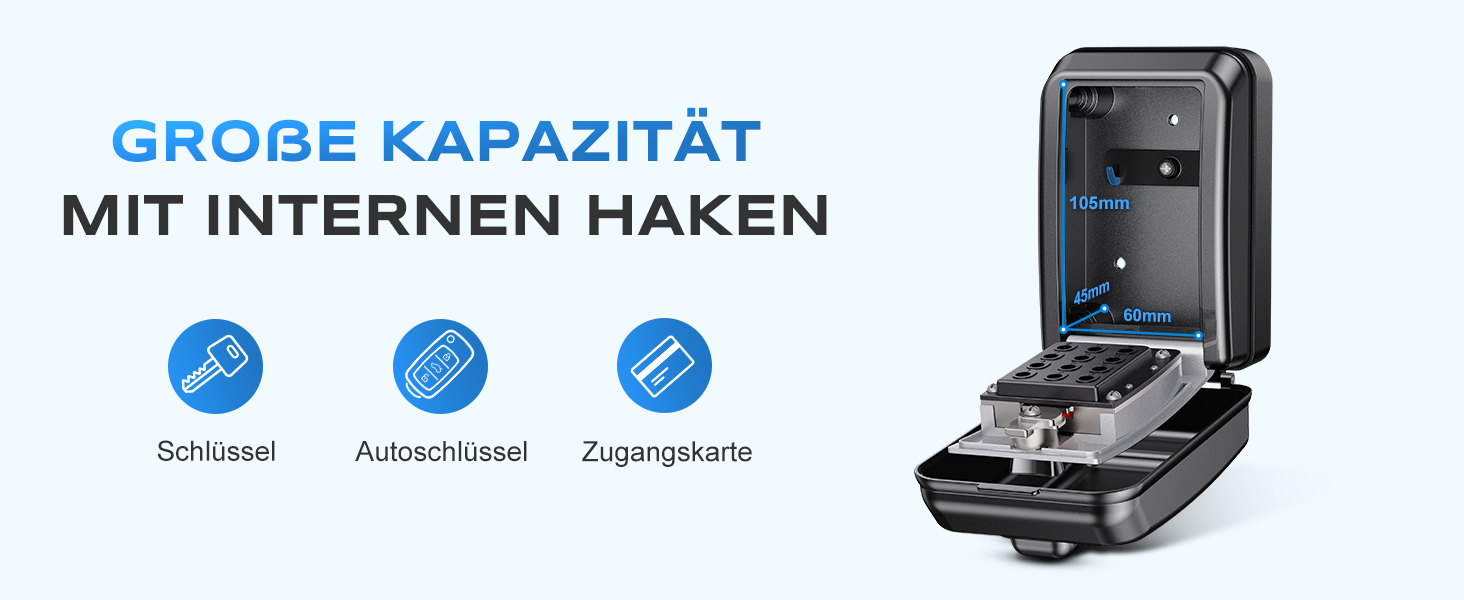 Шлюзовий сейф Mohard з кодовим замком для кріплення на стіні, 12-позиційний, велика місткість, вологостійкий, для дому, офісу, гаража