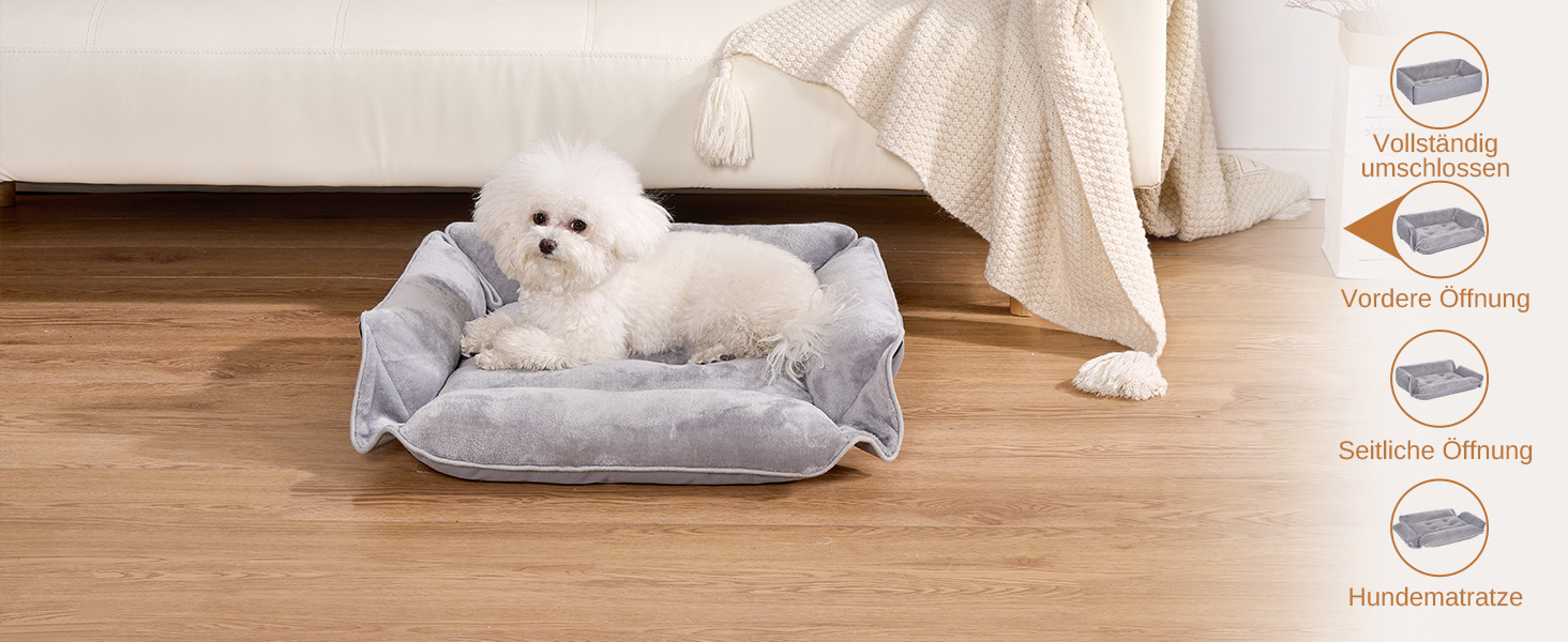Лежанка для собак Dogat, 76x63 см, сіра, з фетру, з блискавкою, для собак малого, середнього та великого розміру