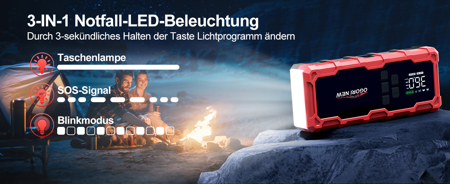 Powerbank з компресором та пусковим пристроєм Starthilfe 6000A, 12V, LED ліхтарик, для 8L бензину/10L дизеля