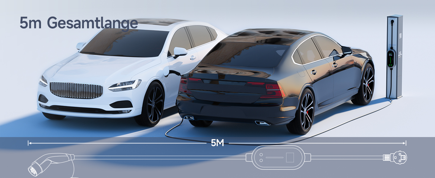 Кабель для зарядки електромобіля Type 2, 3.6 кВт, 8 м, 6-16A, 1 фаза, з цифровим дисплеєм, IP65, для EV/PHEV