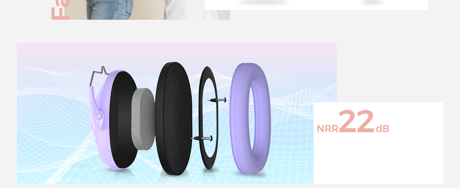 Навушники для дітей ProCase з шумозаглушенням, регульоване наголов'я, пасивні навушники, NRR 22 dB, для малюків, дітей, ліла