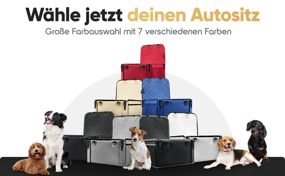 Extra Stable Dog Car Seat - Reinforced Walls & 5 Straps - Waterproof Dog Car Seat for Rear & Front Seat (Standard Size) - Blue