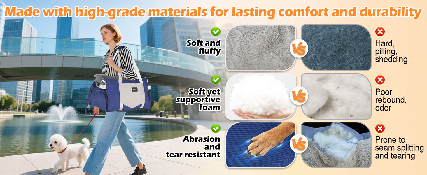 Автокрісло для собак 3-в-1 – переносна ліжко для маленьких собак, з розкладною поверхнею, м'яким матрацом, для переднього або заднього сидіння, внутрішнє та зовнішнє використання (04-Blau)