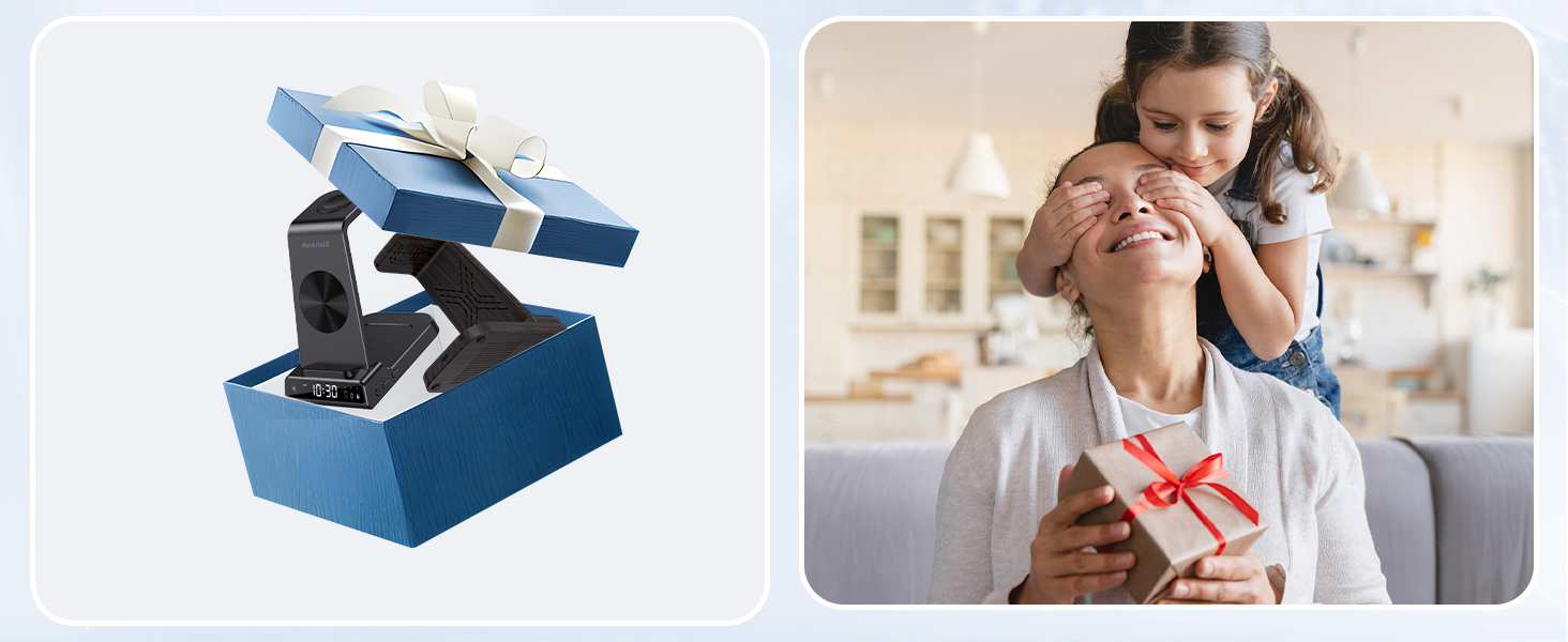 Зарядна станція 3-в-1 для Apple: iPhone 16/15/14, Apple Watch 10/9/8/7/6/SE та AirPods Pro/4. Бездротова зарядка