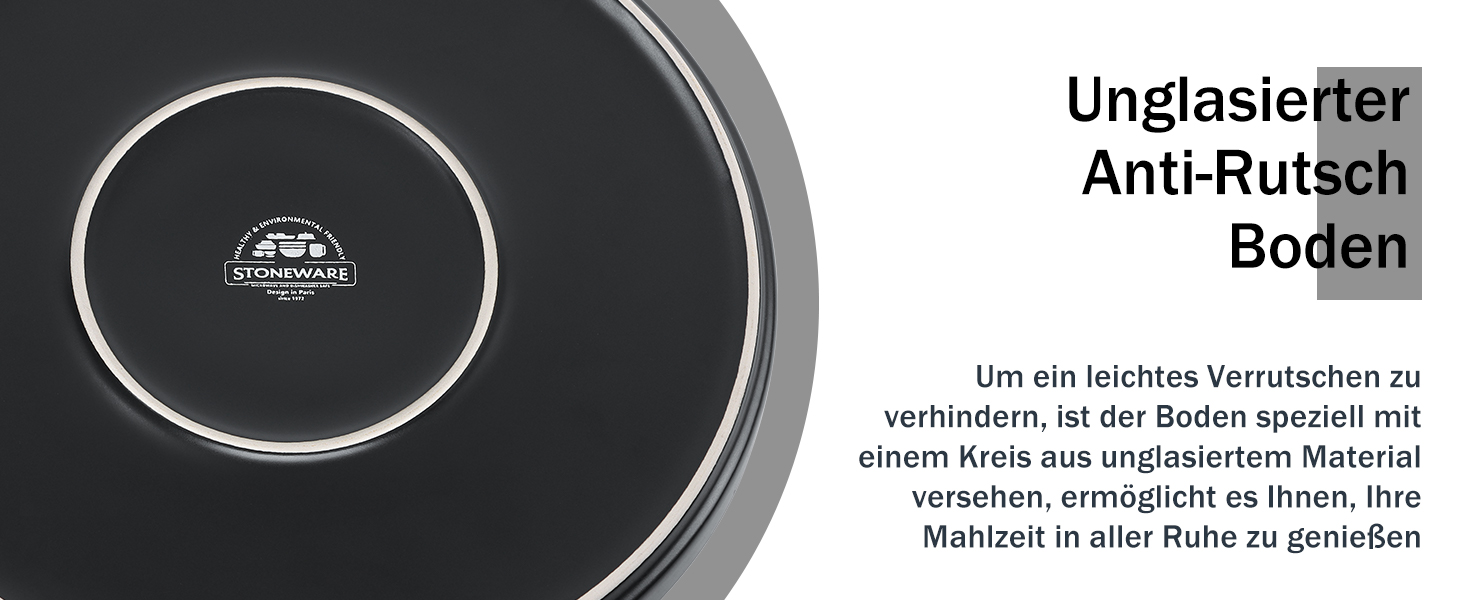 Набір посуду Homikit на 6 осіб: тарілки, миски, десертні тарілки, реактивна глазур, чорний колір, 18 шт.
