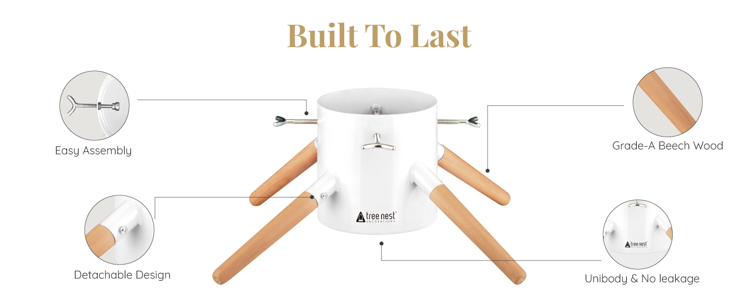 Підставка для ялинки Tree Nest - міцна, з водосховищем, для великих ялин (до 3м), діаметр 20.5 см, білий колір