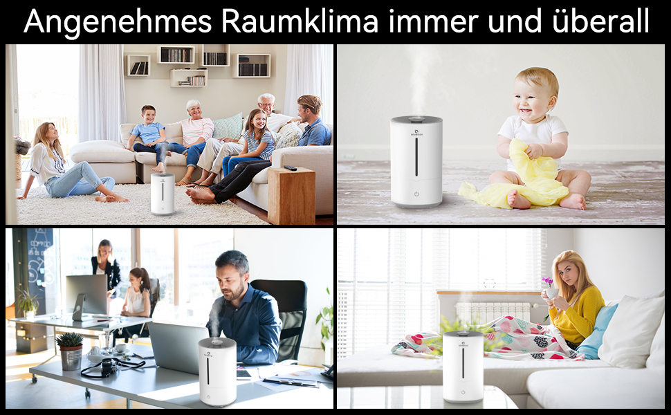 Ультразвуковий зволожувач повітря, 4 літри - тихий зволожувач для дитячої кімнати, спальні та для немовлят