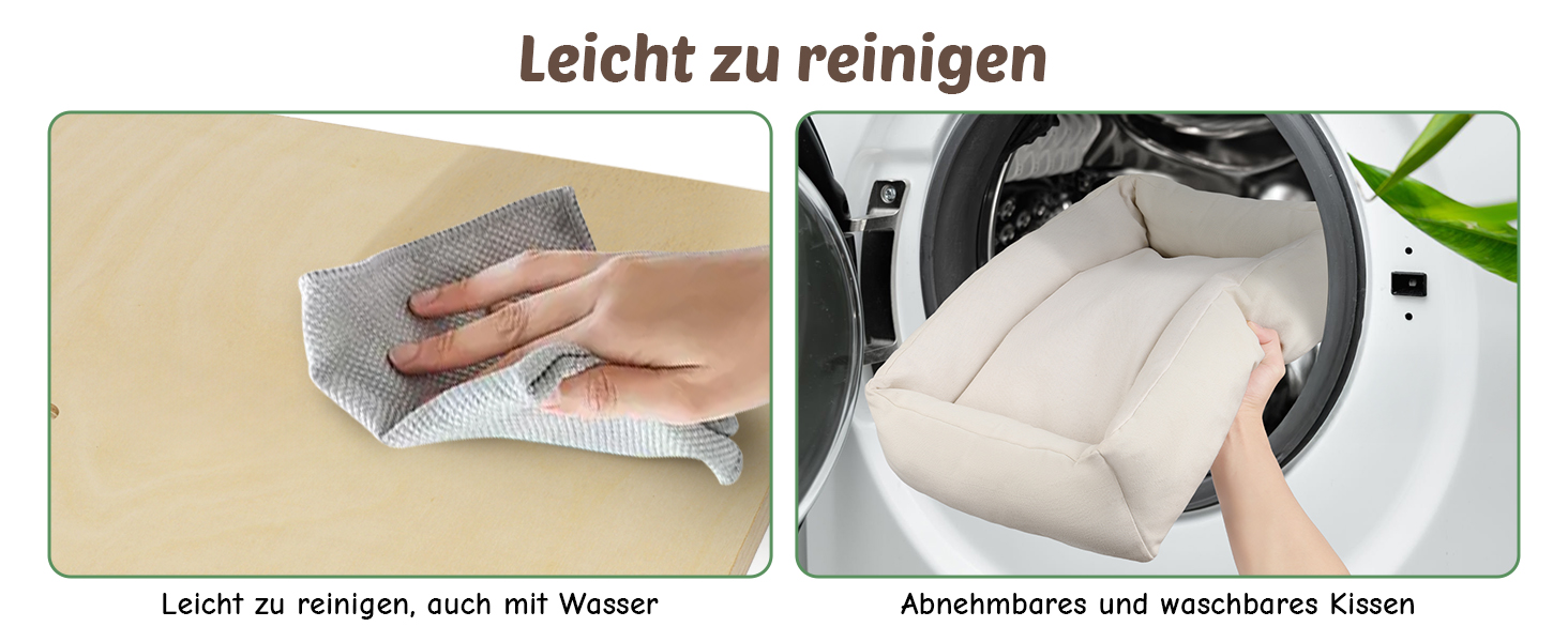 Котячий будиночок з дряпалкою Luxus: широка колона з берези, міцний, до 25 кг, сизаль, велике ліжко з подушкою з органічної льону, легко збирається, бежевий колір