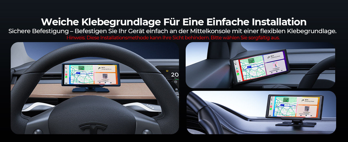 Krunia 8.1'' Бездротовий портативний CarPlay-екран 60FPS для Apple CarPlay та Android Auto з OTA-оновленнями, камерою заднього виду, Mirror Link, Bluetooth, голосовим керуванням та GPS-навігацією
