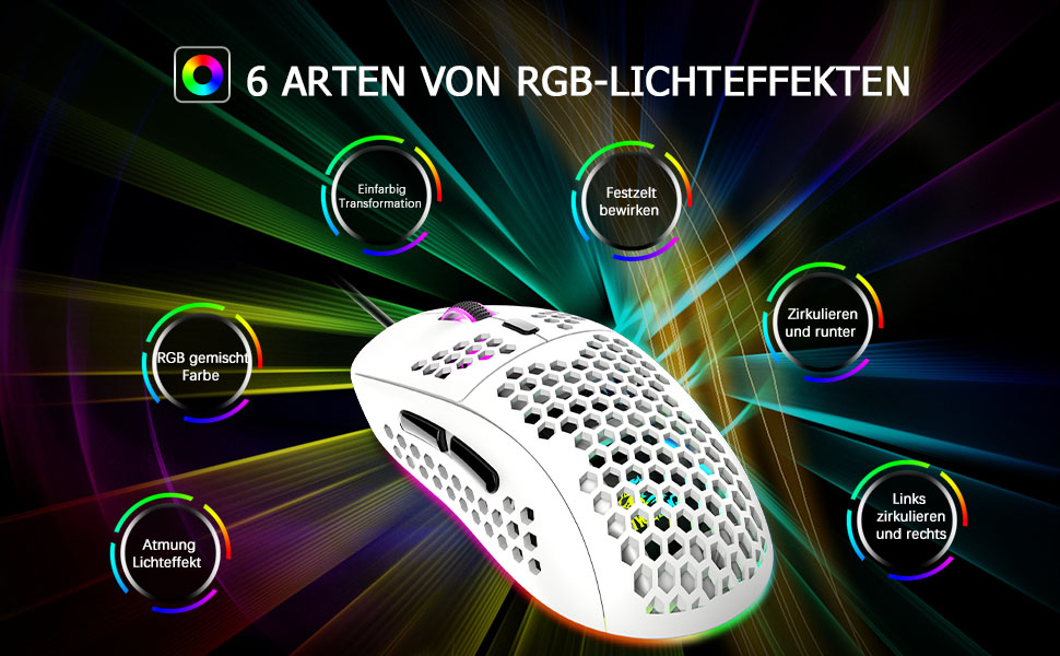 Ігрова клавіатура та миша UK-Layout з підсвічуванням RGB, 62 клавіші, механічна, 6400 DPI (чорний/червоний або білий/синій перемикач)