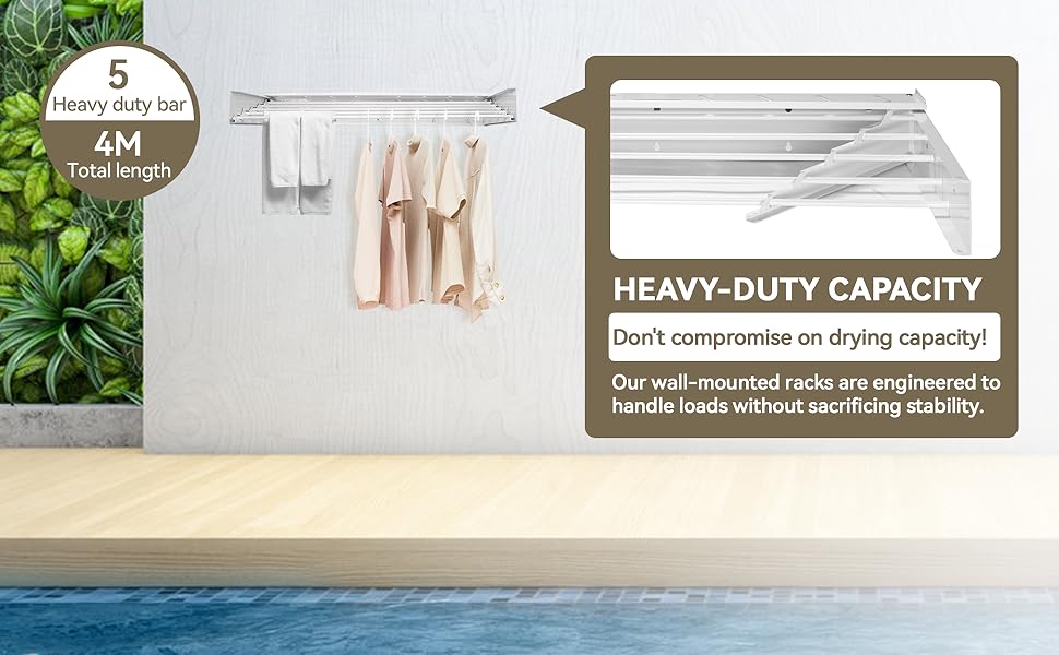 Настінна сушилка для білизни Donken, 80 см, розширювана, для ванної, балкону, тераси, біла