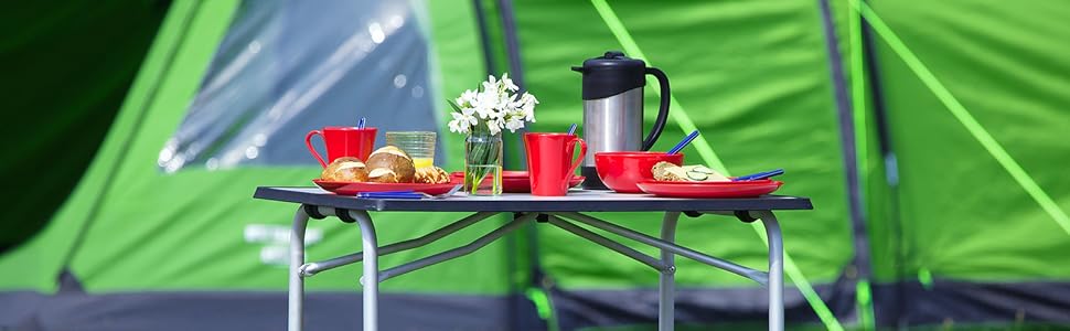 Стіл кемпінговий розкладний BERGER Ivalo 2, 115x70 см, алюмінієвий, регульована висота, для саду, балкону, тераси, сірий