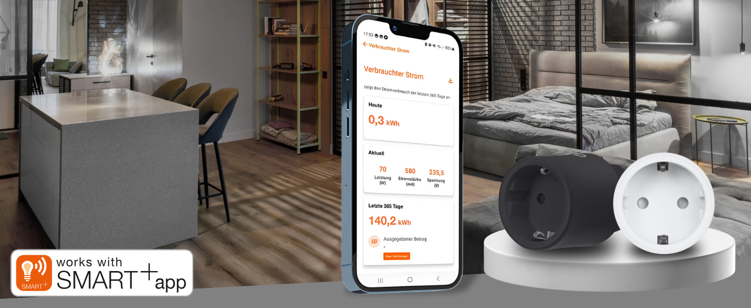 LEDVANCE Розумна мережева розетка з Wi-Fi, 3 розетки з USB, захист від перевантаження та стрибків напруги, керування через додаток, Alexa та Google, для дому