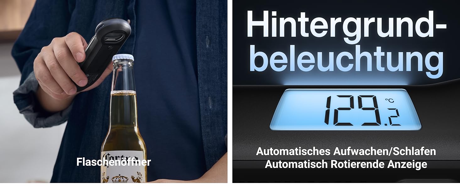 Цифровий термометр для м'яса ThermoMaven F1 Turbo – миттєвий показник, точність ±0,3°C, водонепроникний (IP67), з відкривачкою, для приготування на грилі та барбекю