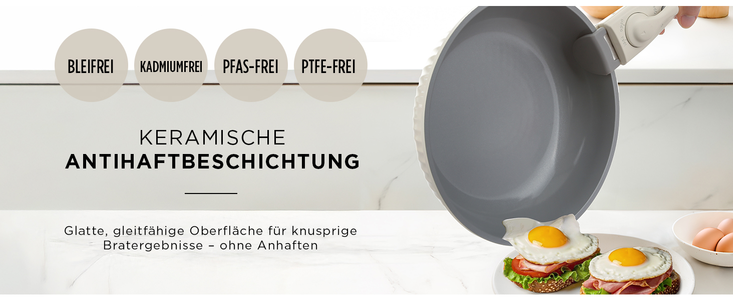 Набір каструль Kasanova Eaziclip 9 шт. з керамічним покриттям, індукційні, знімні ручки, антипригарні, рожевий