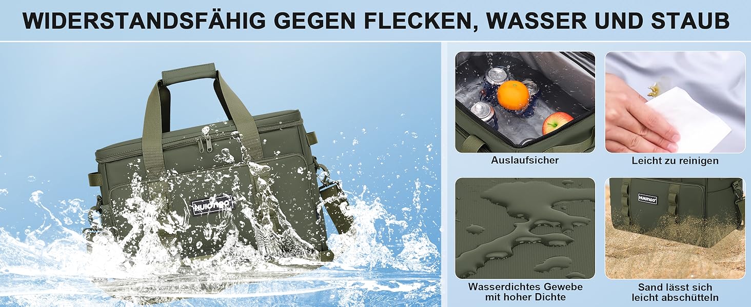 Термосумка-холодильник 30L, велика, зелена: для пікніків, барбекю, пляжу, кемпінгу. Водонетричка, з плечовим ременем