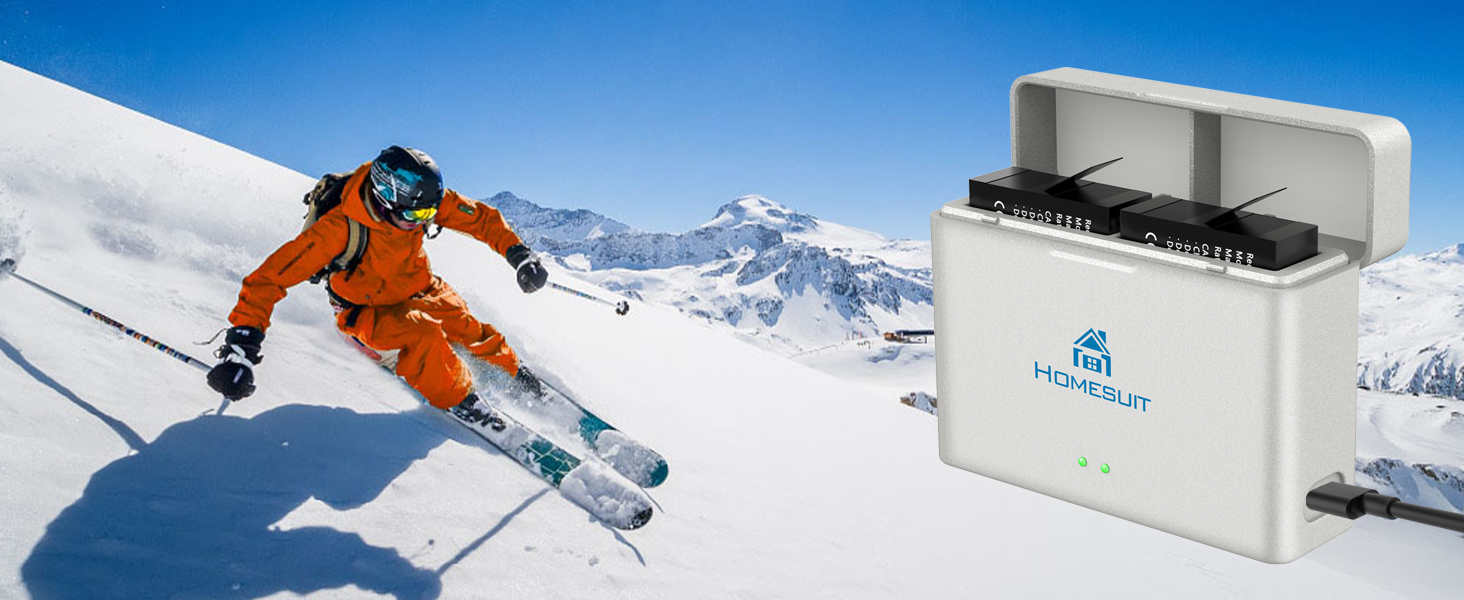 Зарядний комплект для GoPro Hero 13 Black: 2 акумулятори 2300mAh та швидке зарядне пристрій USB Type-C PD3.0 (2 шт.)
