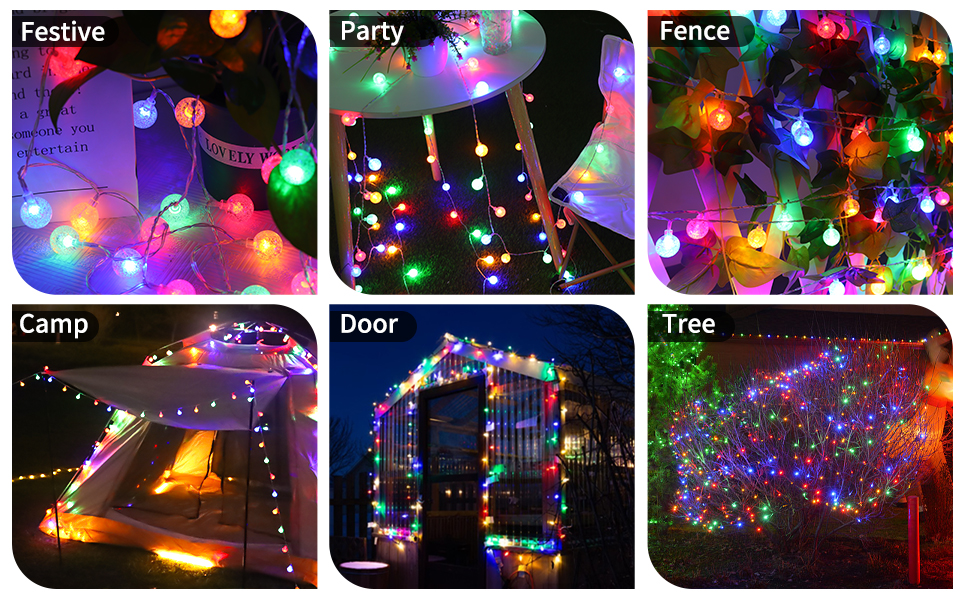 Ланцюжок прикрас RJEDL з 100 LED кулями, 12 м, IP67, з пультом, для декору балкона, вечірки, саду (тепле біле світло)