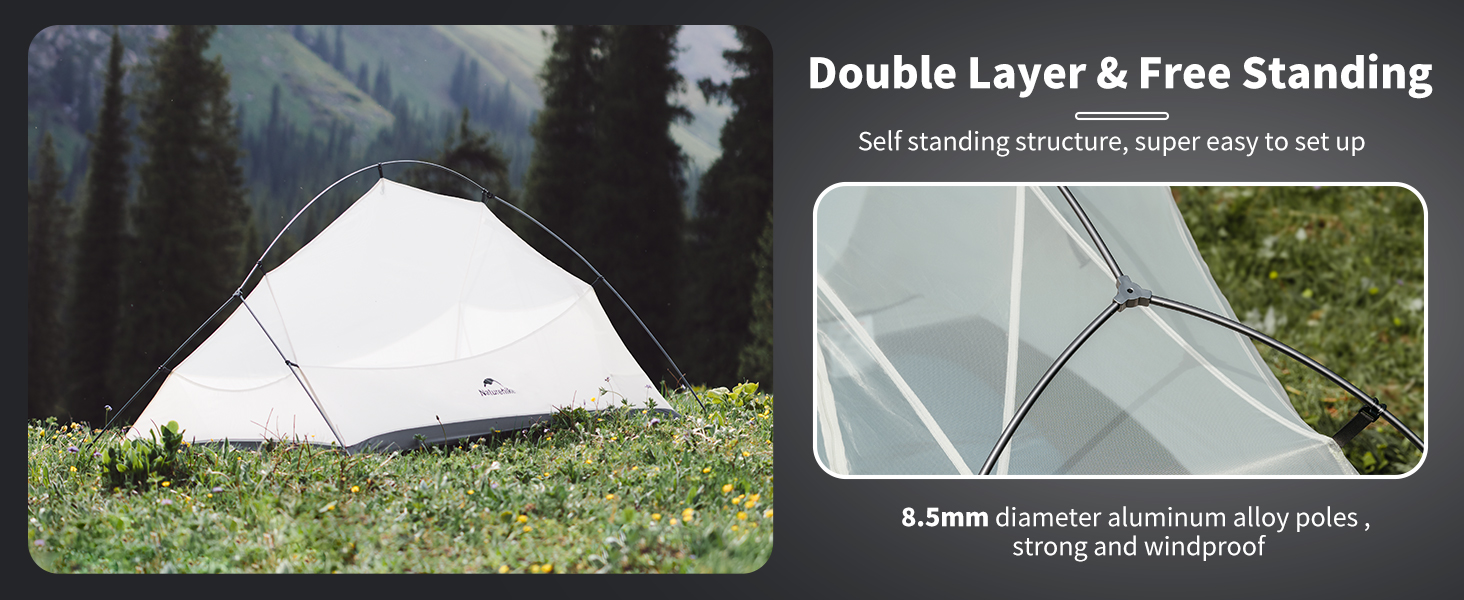 Намет Naturehike Cloud Up Pro 2 особи, легкий туристичний намет для кемпінгу, водонепроникний, сірий