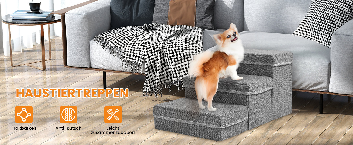 Сходинки для собак Sunowl, 2-ступеневі складні, широкі, з місцем для зберігання, для маленьких собак та котів, м'яка, неслизька поверхня