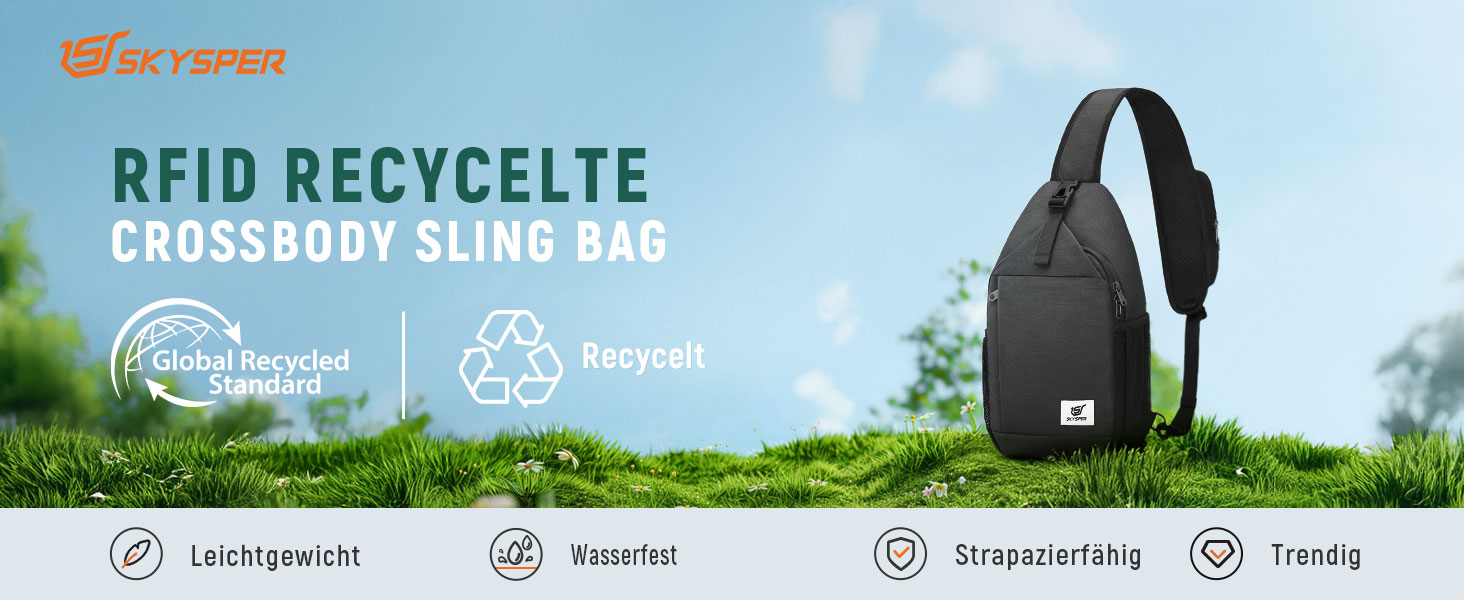 Сумка-слінг SKYSPER через плече унісекс, протикрадіжна нагрудна сумка Crossbody чорного кольору, розмір M