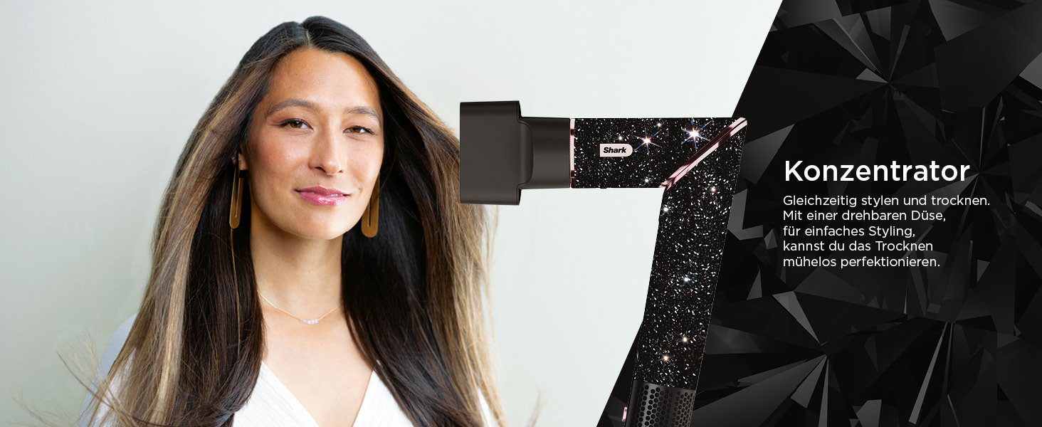 Фен Shark FlexStyle Multi 5-в-1 з насадками для укладання, чорний (Black Diamond)