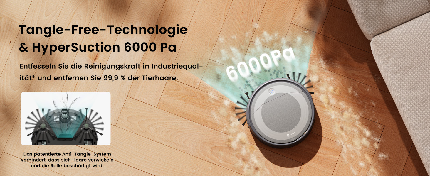 Робот-пилосос LEFANT M310 Ultra з функцією миття підлоги, сірий. Anti-Tangle, точне уникнення перешкод, керування через додаток та Alexa. Для тварин, килимів.