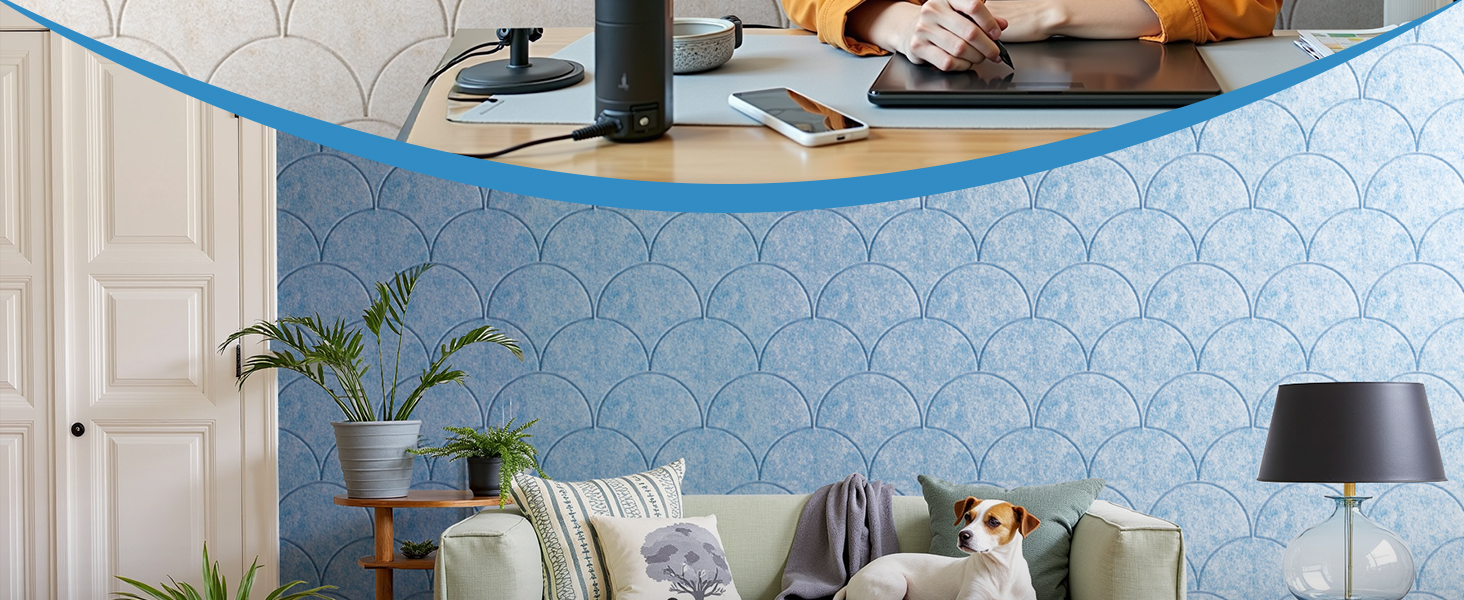 Акустичні панелі Soundsbay для звукоізоляції та декору стін, самоклеючі звукопоглинаючі плити з поліестеру, 30x30x0.9 см, світло-бежевий, 12 шт.