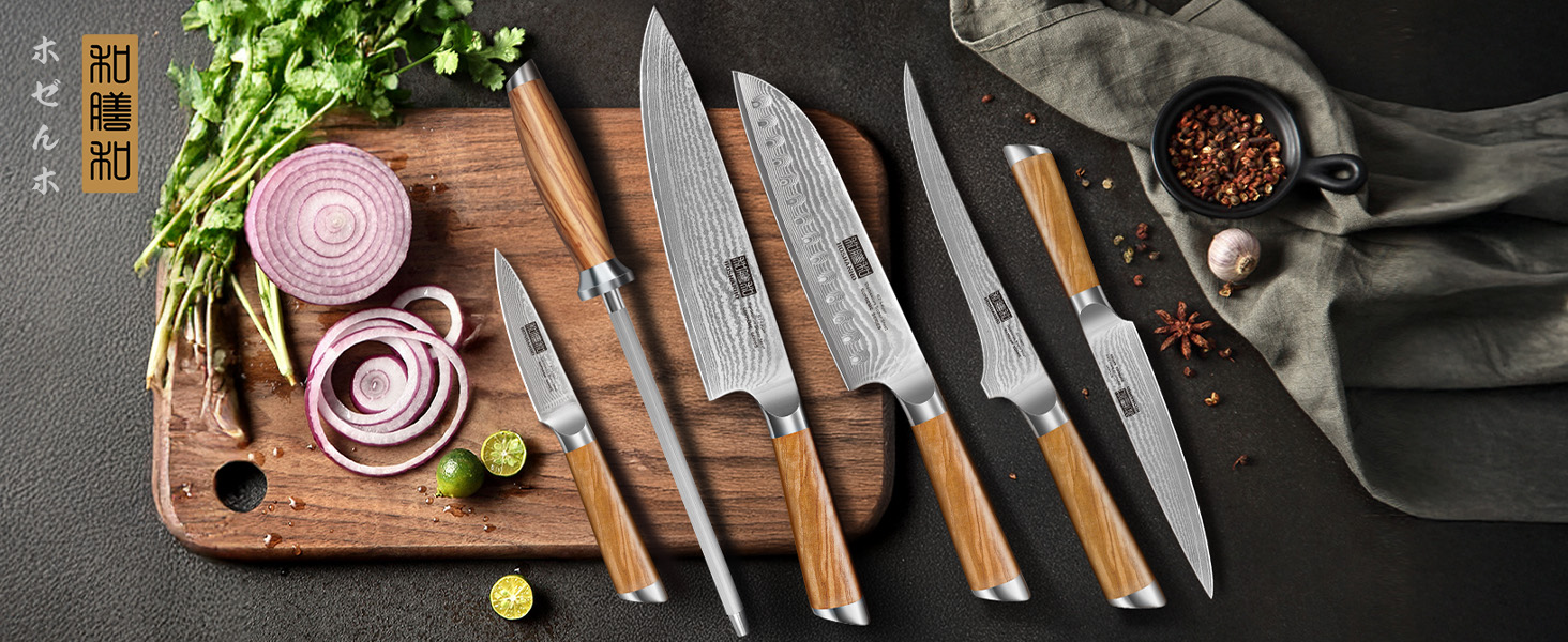 Японський ніж Santoku HOSHANHO з дамаської сталі, 18 см - гострий кухонний ніж з ергономічною ручкою, 67 шарів, у подарунковій коробці