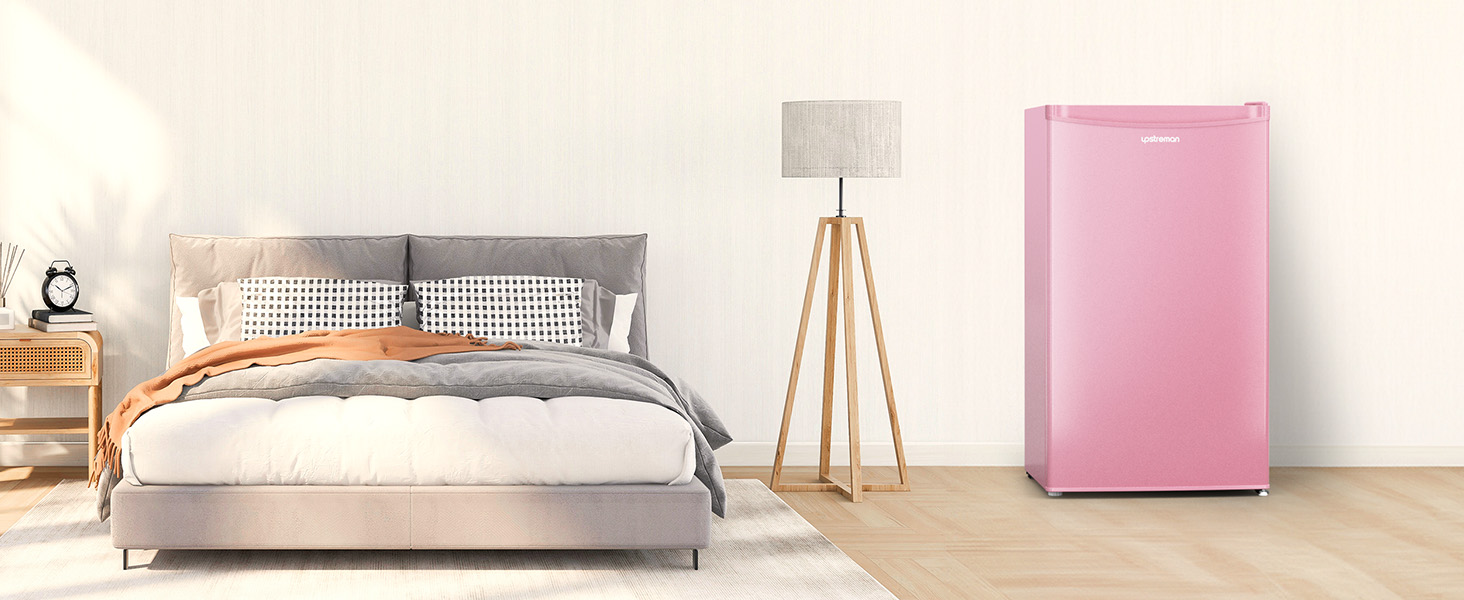 Холодильник Upstreman 91L BR321-Rosa з функцією швидкого охолодження, 5 температурних режимів (1-8°C), енергоефективний, 41 дБ, компактний, для студентів/офісу