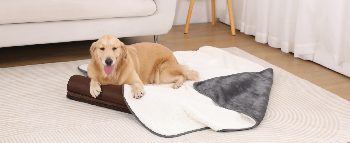 PETTOM Плед для собак та котів, водовідштовхуючий, м'який флісовий підстилку, 152 x 127 см (Сірий)